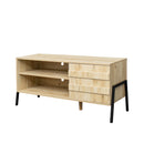 Mid-century modern TV cabinet wooden TV console media cabinet with storage space and brown home entertainment center for living room, bedroom and office,oak - Atlantic Fine Furniture Inc