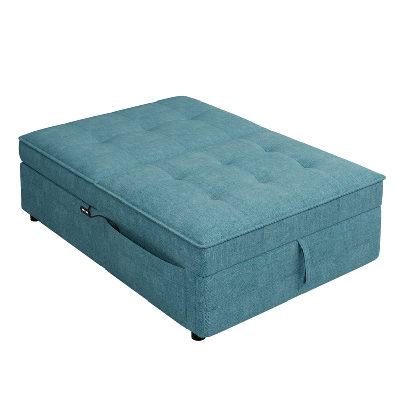 4-In-1 Sofa Bed, Chair Bed, Multi - Function Folding Ottoman Bed With Storage Pocket And USB Port For Small Room Apartment, Living Room, Bedroom, Hallway, Teal