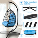 Swing Egg Chair with Stand Indoor Outdoor Wicker Rattan Patio Basket Hanging Chair with C Type bracket , with cushion and pillow,Patio Wicker folding Hanging Chair - Atlantic Fine Furniture Inc