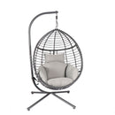 Egg Swing Chair with Stand, 300 LBS Capacity, With Comfortable Cushion, 37.4x37.4x76.77 (Grey) - Atlantic Fine Furniture Inc