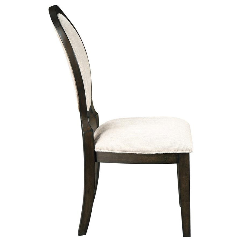 Twyla - Upholstered Oval Back Dining Side Chairs (Set of 2) - Cream And Dark Cocoa