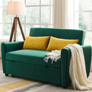 [VIDEO provided]55" Modern Velvet Sofa with Pull-Out Sleeper Bed with 2 Pillows Adjustable Backrest for Small Spaces Green - Atlantic Fine Furniture Inc