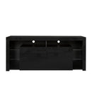 Black Modern contracted LED TV Cabinet with Storage Drawers，4 Storage Cabinet with Open Shelves for Living Room Bedroom - Atlantic Fine Furniture Inc