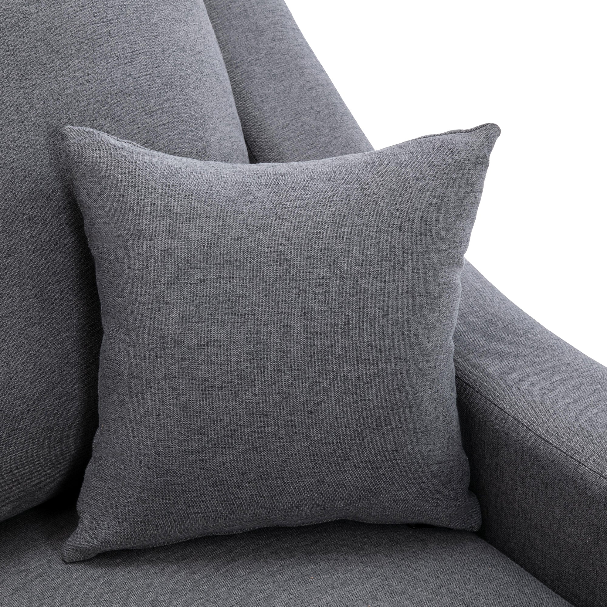 U_STYLE Upholstery Sleeper Sectional Sofa with Double Storage Spaces, 2 Tossing Cushions, Grey - Atlantic Fine Furniture Inc