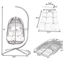 TOPMAX Patio Foldable Swing Chair Porch PE Wicker Egg Hanging Chair Hammock Chair w/Stand and Cushion for Outdoor Balcony Indoor Bedroom, Gray - Atlantic Fine Furniture Inc