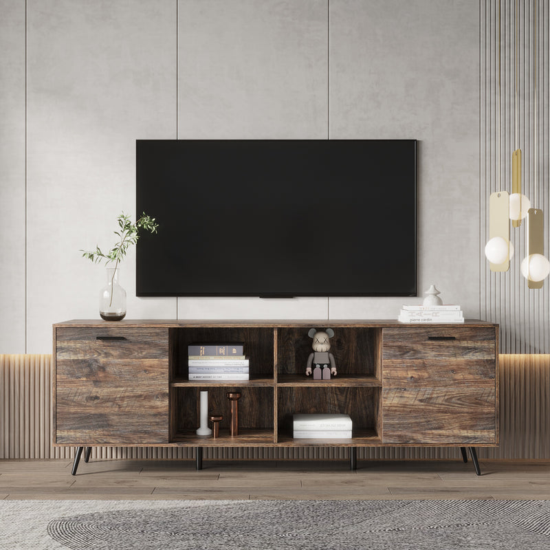 TV Stand Mid-Century Wood Modern Entertainment Center Adjustable Storage Cabinet TV Console for Living Room