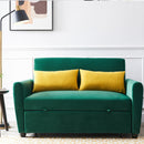 [VIDEO provided]55" Modern Velvet Sofa with Pull-Out Sleeper Bed with 2 Pillows Adjustable Backrest for Small Spaces Green - Atlantic Fine Furniture Inc