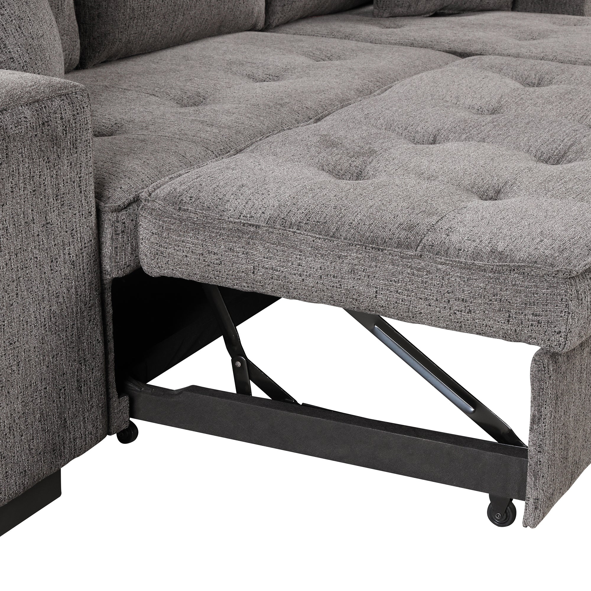 Orisfur. 104" L-Shape 3 Seat Reversible Sectional Couch, Pull Out Sleeper Sofa with Storage Chaise and 2 Stools for Living Room Furniture Set - Atlantic Fine Furniture Inc