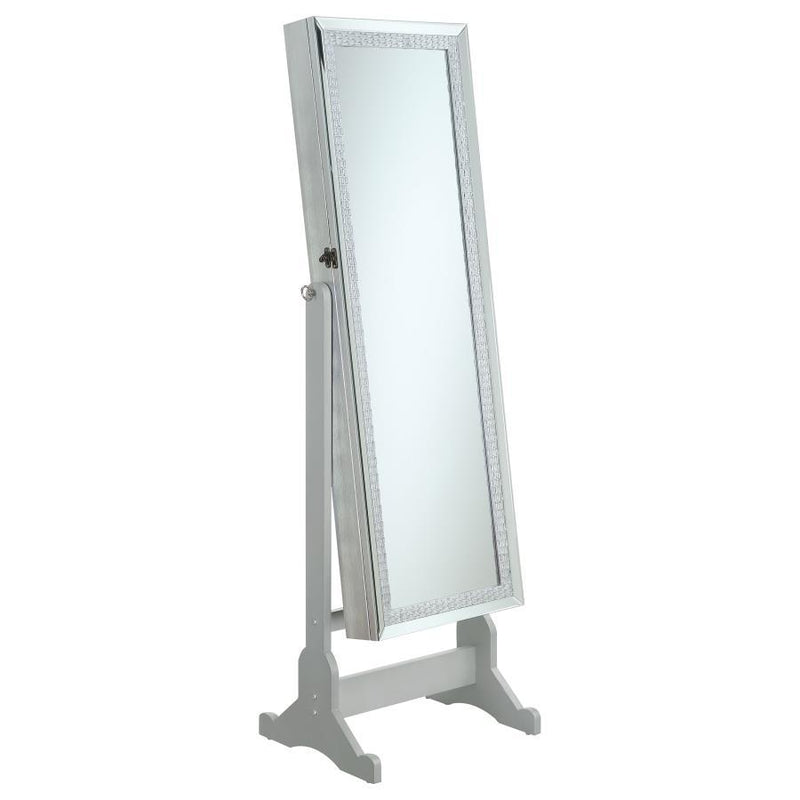 Elle - Cheval Mirror With Jewelry Storage - Silver - Atlantic Fine Furniture Inc