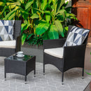 Patio Furniture Set, Outdoor Chairs and Coffee Table, PE Rattan Wicker Bistro Table Set for Balcony, Lawn, Garden, Backyard, Beige (Throw Pillow NOT Included) - Atlantic Fine Furniture Inc