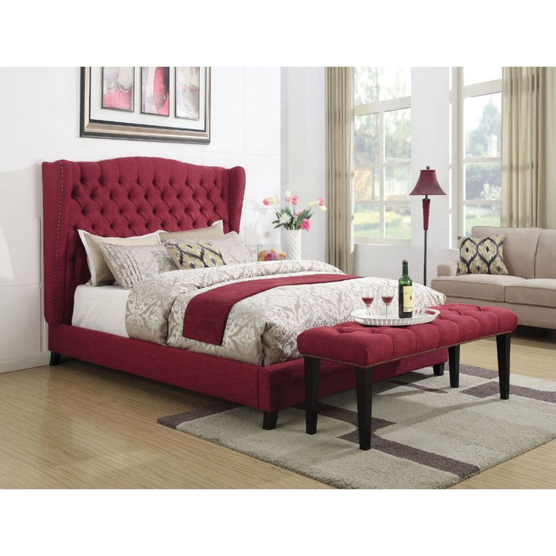Faye - Eastern King Bed - Red Linen