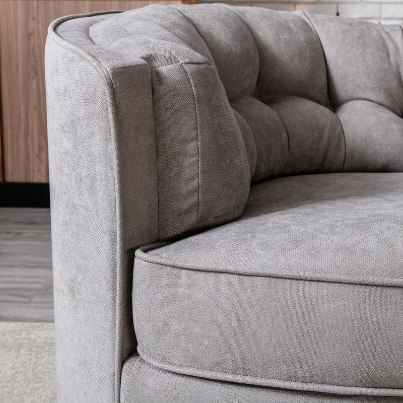 Wide Swivel Barrel Chair - Comfy Tufted Back Accent Round Barrel Chair - Leisure Chair For Living Room - Bedroom - Hotel