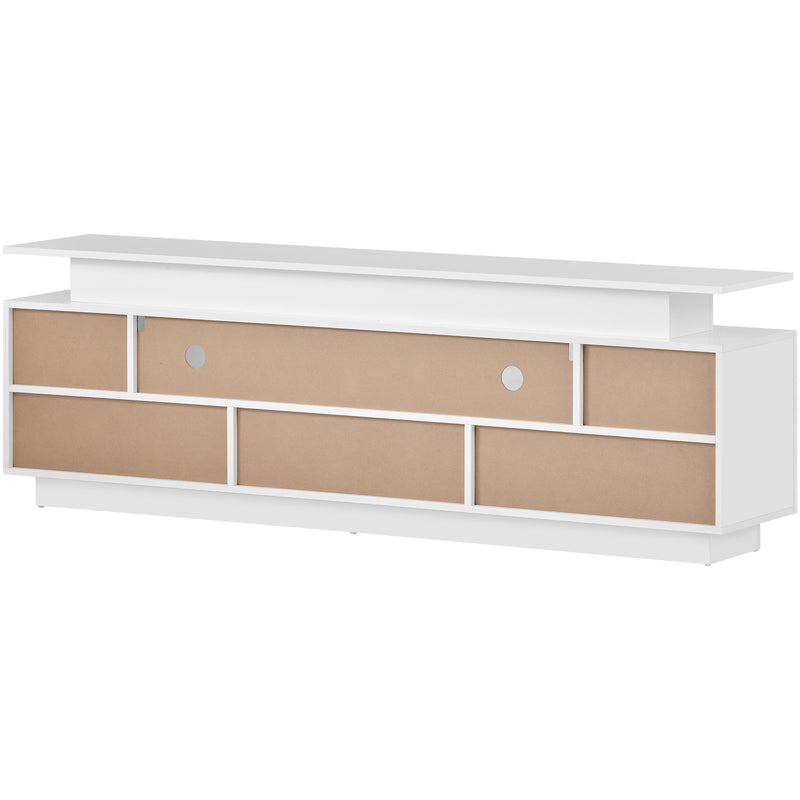 ON-TREND Modern, Stylish Functional TV stand with Color Changing LED Lights, Universal Entertainment Center, High Gloss TV Cabinet for 75+ inch TV, White