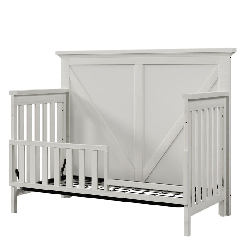 Rustic Farmhouse Style Toddler Bed Safety Guard Rails For Convertible Crib, White