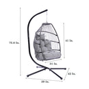 Outdoor Patio Wicker Folding Hanging Chair,Rattan Swing Hammock Egg Chair With Cushion And Pillow - Atlantic Fine Furniture Inc
