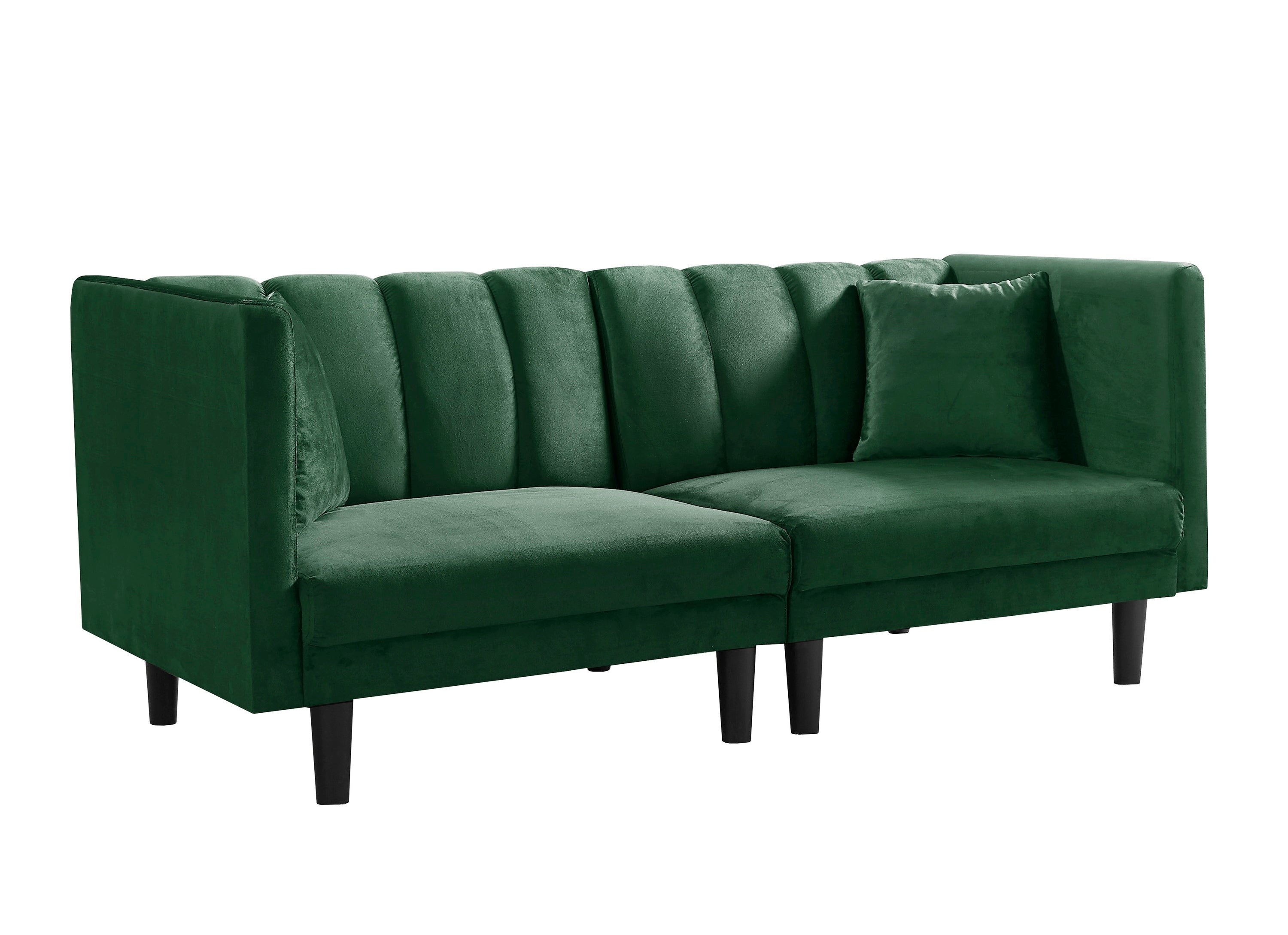 FUTON SOFA SLEEPER GREEN VELVET PLASTIC LEGS(same as W223S01166) - Atlantic Fine Furniture Inc