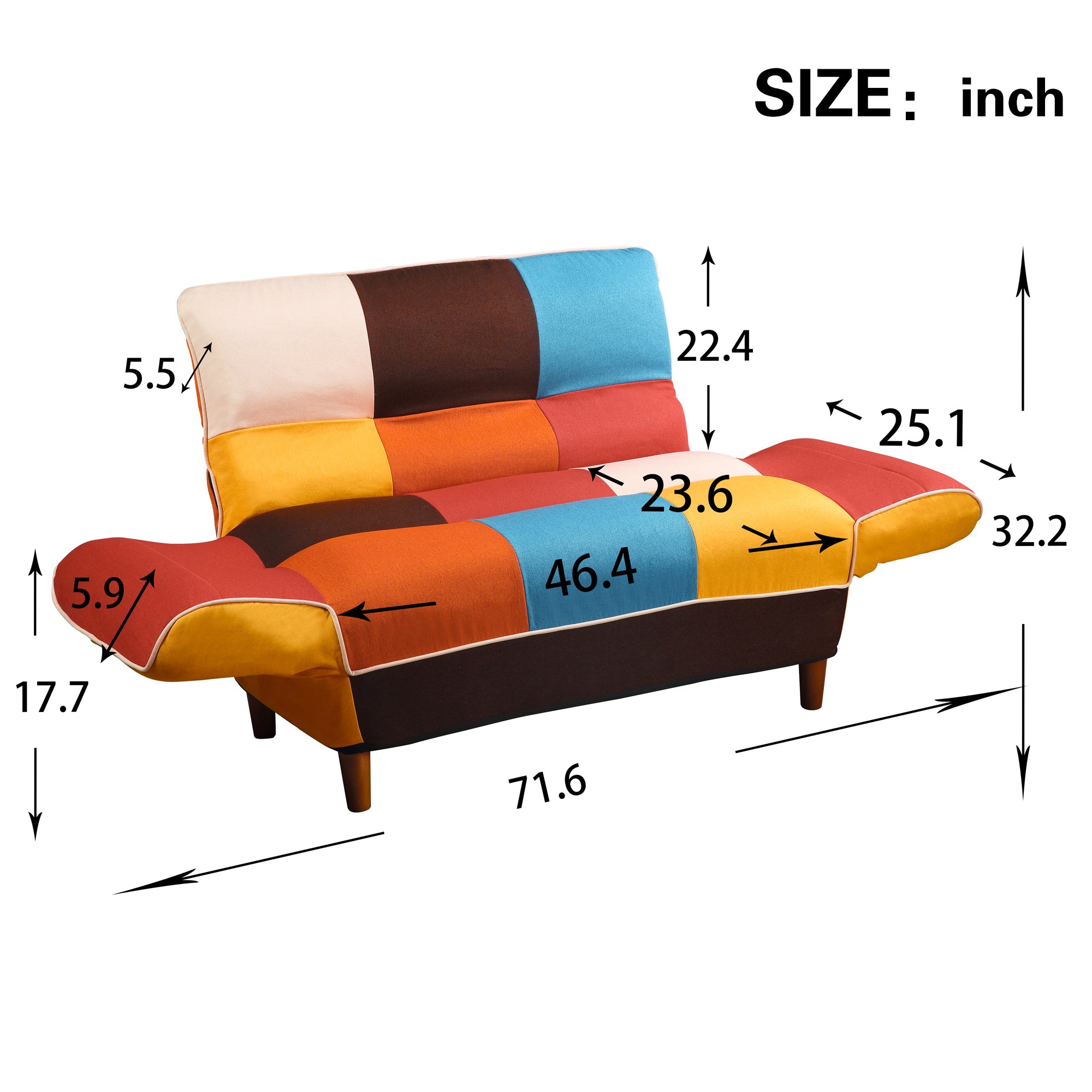 [VIDEO provided] U_STYLE Small Space Colorful Sleeper Sofa, Solid Wood Legs - Atlantic Fine Furniture Inc
