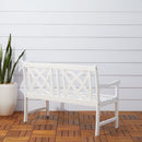Bradley Outdoor Patio 4-foot Wood Garden Bench in White - Atlantic Fine Furniture Inc