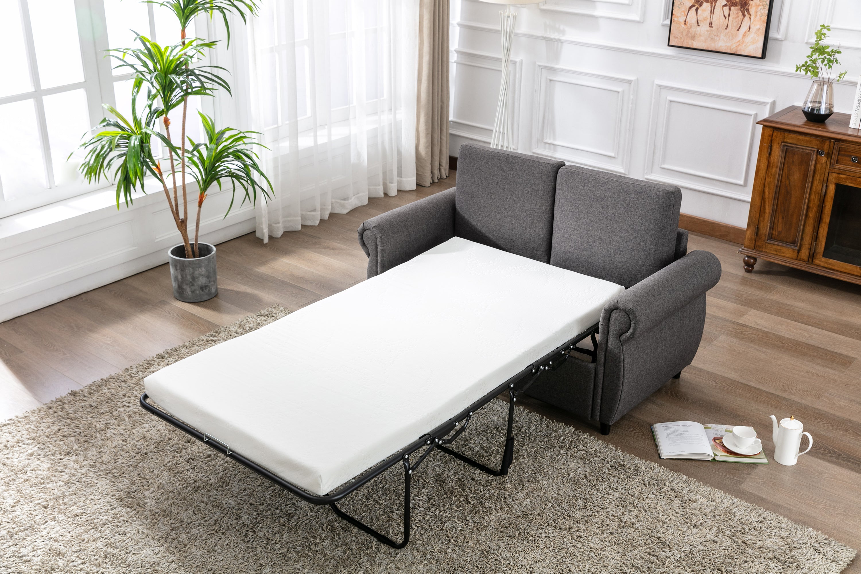 Orisfur Pull Out Sofa Bed  Loveseat Sleeper with Twin Size Memory Mattress for Living Room Spaces - Atlantic Fine Furniture Inc