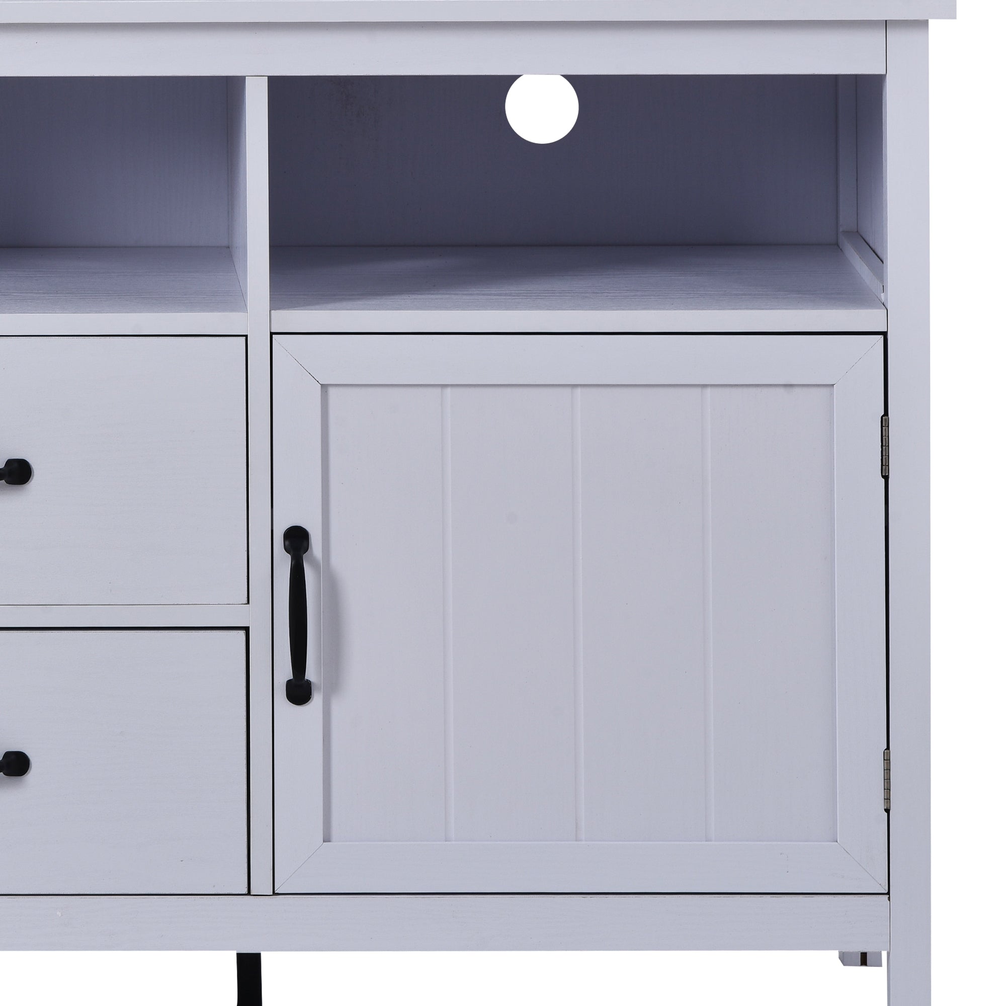 U-Can TV Stand for TV up to 68 in with 2 Doors and 2 Drawers Open Style Cabinet, Sideboard for Living room, White - Atlantic Fine Furniture Inc