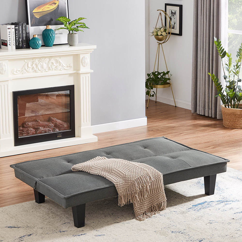 Modern Fabric Futon Sofa Bed , Convertible Folding Futon Sofa Bed Sleeper for Home Living Room .（Light Grey ） - Atlantic Fine Furniture Inc