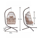 Outdoor Patio Wicker Folding Hanging Chair,Rattan Swing Hammock Egg Chair With Cushion And Pillow - Atlantic Fine Furniture Inc