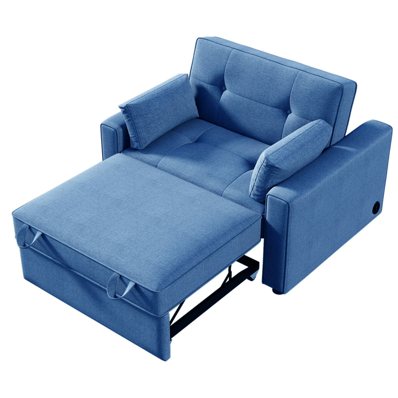 Orisfur. 48" Convertible Sleeper Sofa Bed, Multi-Functional Adjustable Single Bed Chair  with USB Port and 2 Pillows for Small Space - Atlantic Fine Furniture Inc