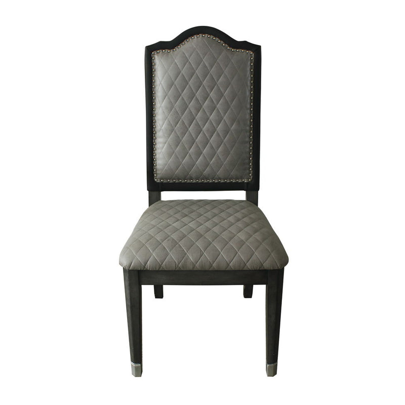 House - Beatrice Side Chair (Set of 2) - Two Tone Gray Fabric & Charcoal Finish