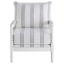 Blanchett - Upholstered Bobbin Accent Chair - White And Navy - Atlantic Fine Furniture Inc