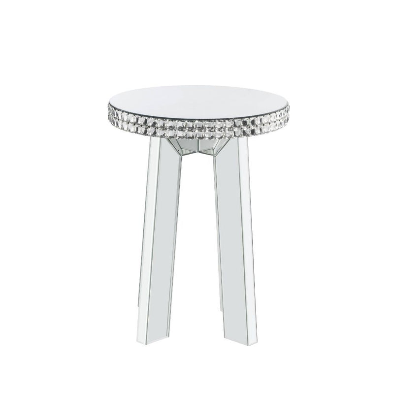 Lotus - End Table - Mirrored & Faux Crystals