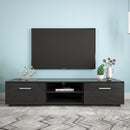 Black TV Stand for 70 Inch TV Stands, Media Console Entertainment Center Television Table, 2 Storage Cabinet with Open Shelves for Living Room Bedroom - Atlantic Fine Furniture Inc
