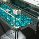 Outdoor 44" Propane Fire pit  Table  Rectangle  50,000 BTU with  8mm Tempered Glass Tabletop & Blue Stone& Steel table lid &Table waterproof dusty Cover ,ETL Certification (Brown) - Atlantic Fine Furniture Inc