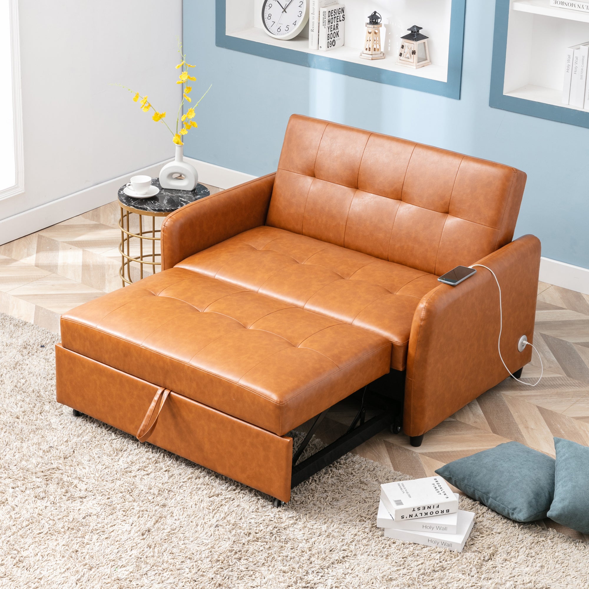 Orisfur. 51" Convertible Sleeper Bed, Adjustable Oversized Armchair  with Dual USB Ports for Small Space - Atlantic Fine Furniture Inc