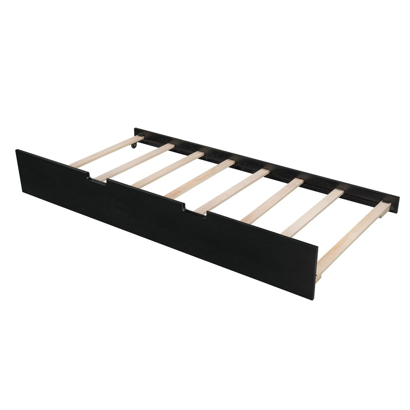 Full Size Daybed With Twin Size Trundle, Wood Slat Support, Espresso
