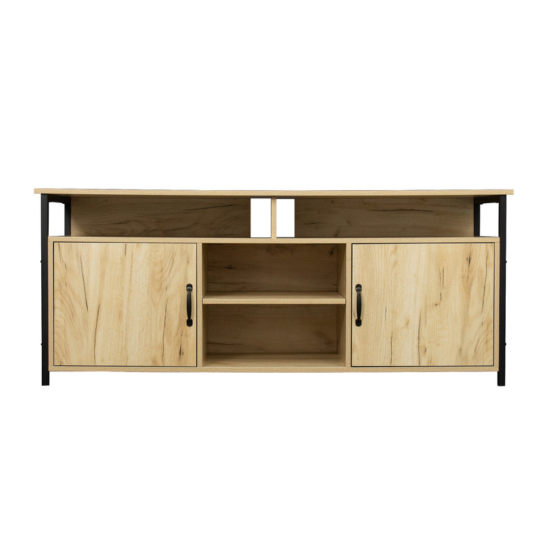 TV Stand ,Modern Wood Universal Media Console with Metal Legs, Home Living Room Furniture Entertainment Center,oak