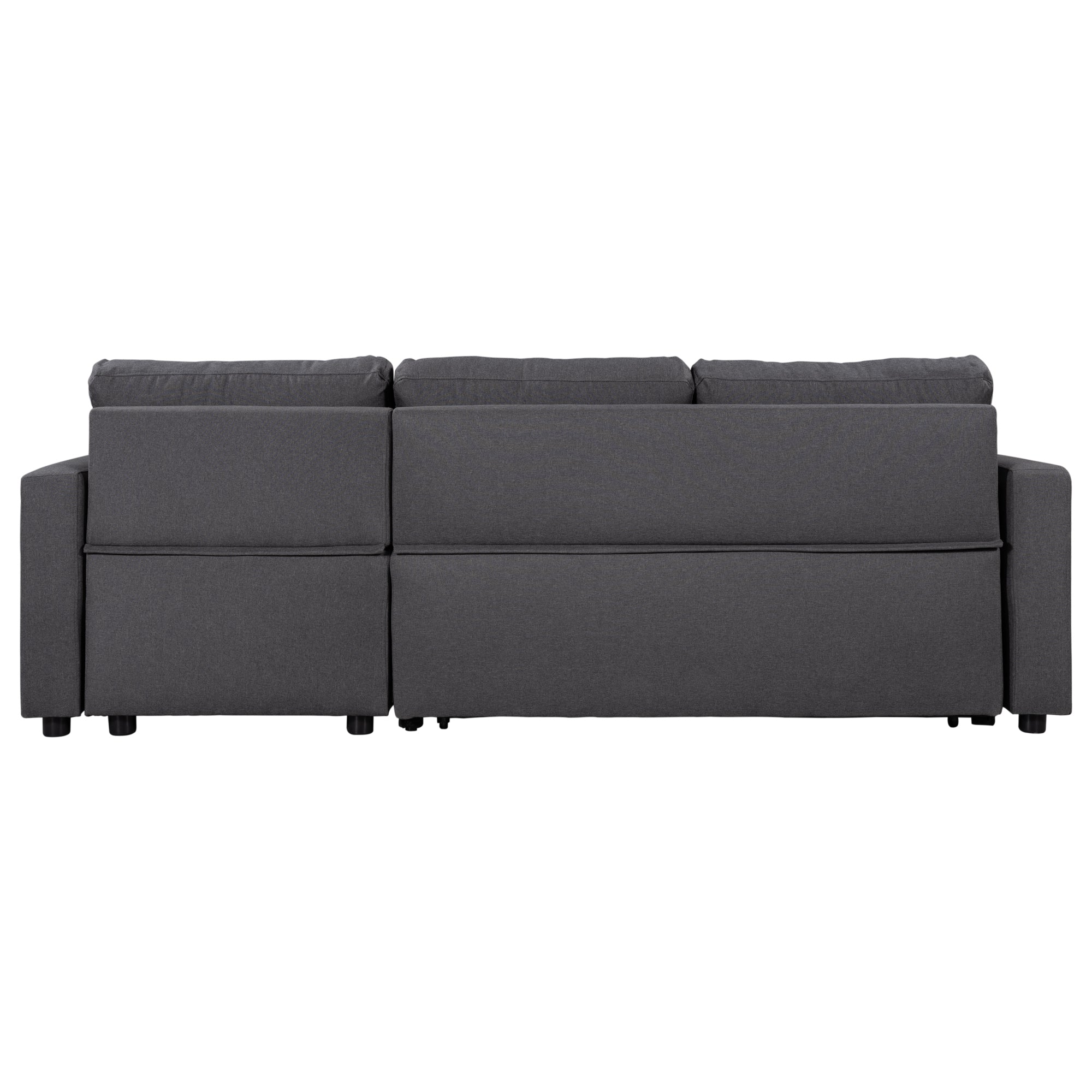 U_STYLE Upholstery  Sleeper Sectional Sofa Grey with Storage Space, 2 Tossing Cushions - Atlantic Fine Furniture Inc