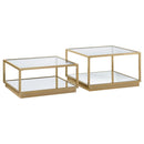Renee - 2 Piece Square Coffee Table Set - Rose Brass - Atlantic Fine Furniture Inc
