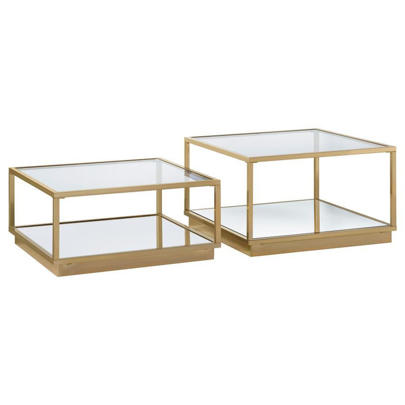 Renee - 2 Piece Square Occasional Set - Rose Brass