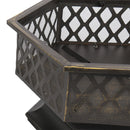Garden & Outdoor Hex-Shaped wood Fire Pit with Spark Screen Poker and Fireplace Cover - Atlantic Fine Furniture Inc