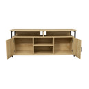 TV Stand ,Modern Wood Universal Media Console with Metal Legs, Home Living Room Furniture Entertainment Center,oak - Atlantic Fine Furniture Inc