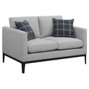 Apperson - Upholstered Track Arm Loveseat - Light Gray - Atlantic Fine Furniture Inc