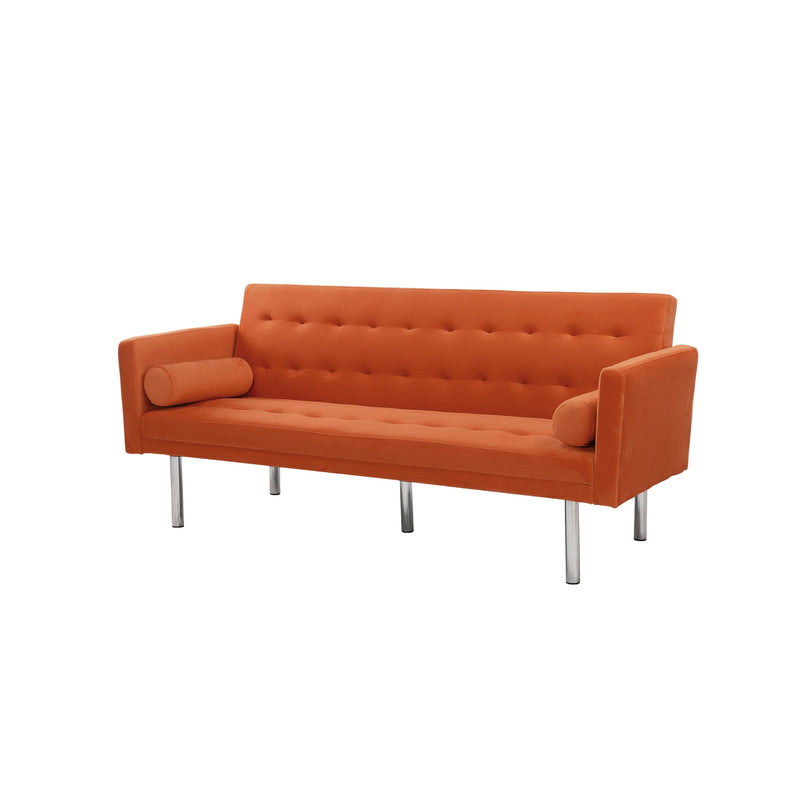 Square arm sleeper sofa Orange Velvet ***Not available for sale on Walmart***