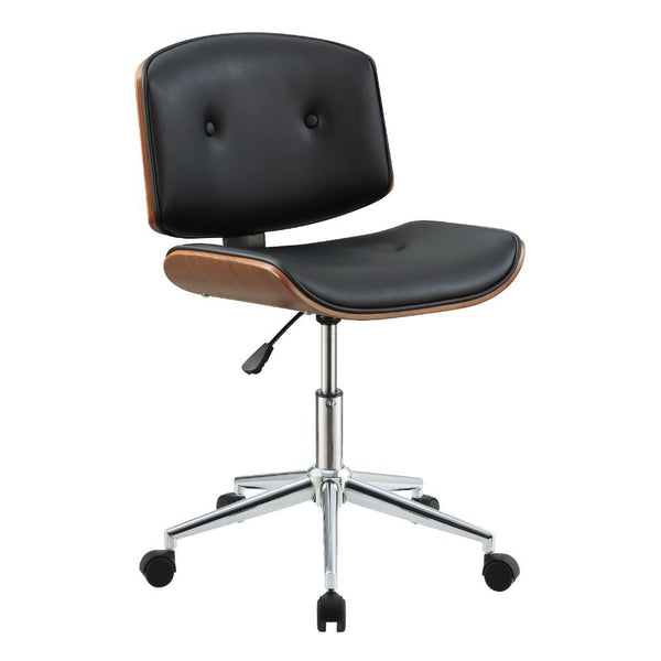 Camila - Office Chair - Black PU & Walnut - 36" - Atlantic Fine Furniture Inc