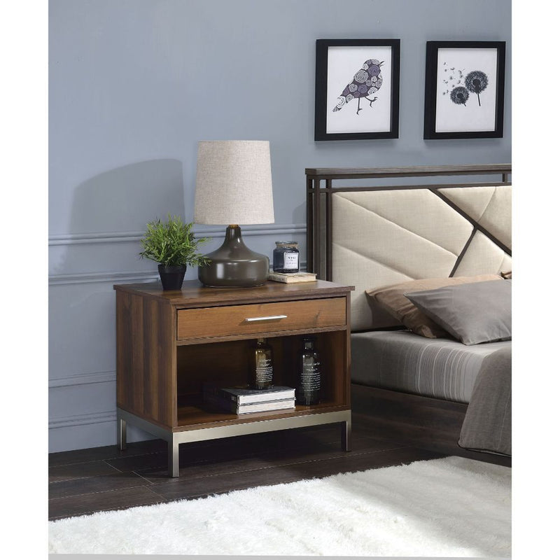 Sterret Accent Table - Walnut & Satin Plated