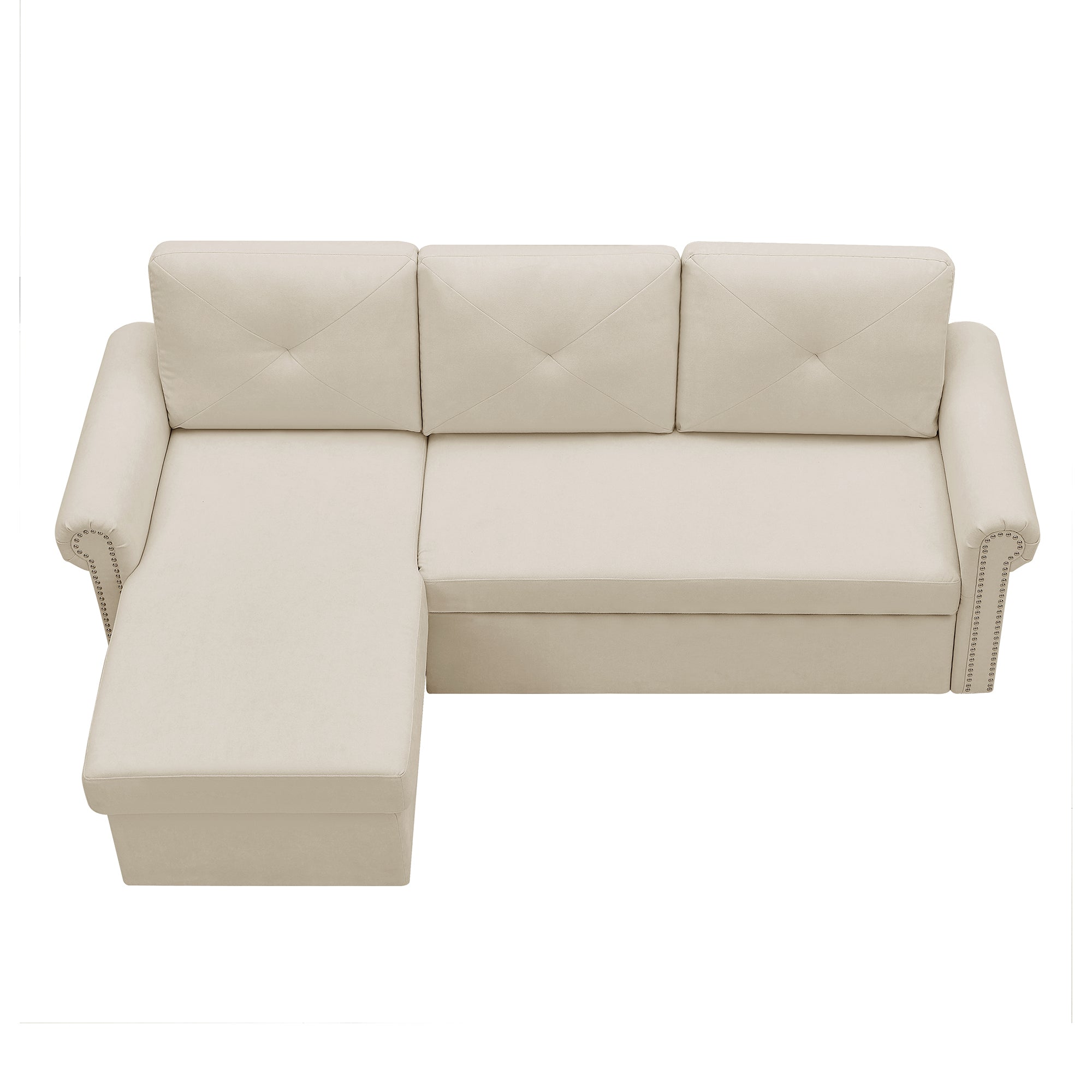 Orisfur. 83" Sleeper Sofa Bed Convertible Sectional Couch, 3-Seater L-Shape Corner Couch with Storage Chaise for Living Room Apartment - Atlantic Fine Furniture Inc