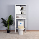 Over-the-Toilet Storage Cabinet, Space-Saving Bathroom Cabinet, with Adjustable Shelves and A Barn Door 27.16 x 9.06 x 67 inch - Atlantic Fine Furniture Inc