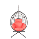 Swing Egg Chair With Stand, High-Quality Modern Design, 37.4x37.4x76.77 (Red) - Atlantic Fine Furniture Inc