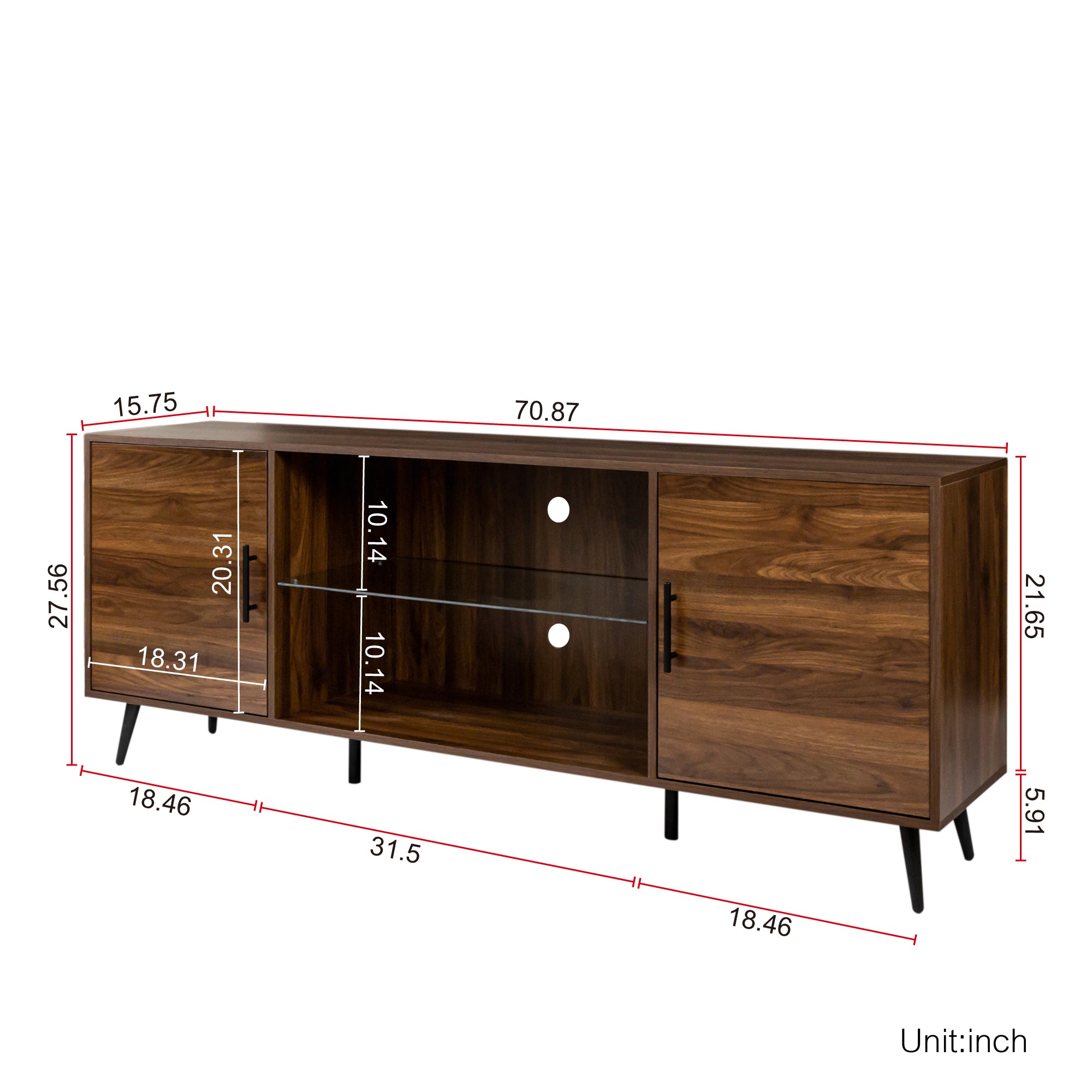 TV Stand Mid-Century Wood Modern Entertainment Center Adjustable Storage Cabinet TV Console for Living Room - Atlantic Fine Furniture Inc