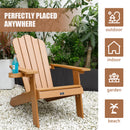 TALE Adirondack Chair Backyard Outdoor Furniture Painted Seating with Cup Holder All-Weather and Fade-Resistant Plastic Wood for Lawn Patio Deck Garden Porch Lawn Furniture Chairs Brown - Atlantic Fine Furniture Inc