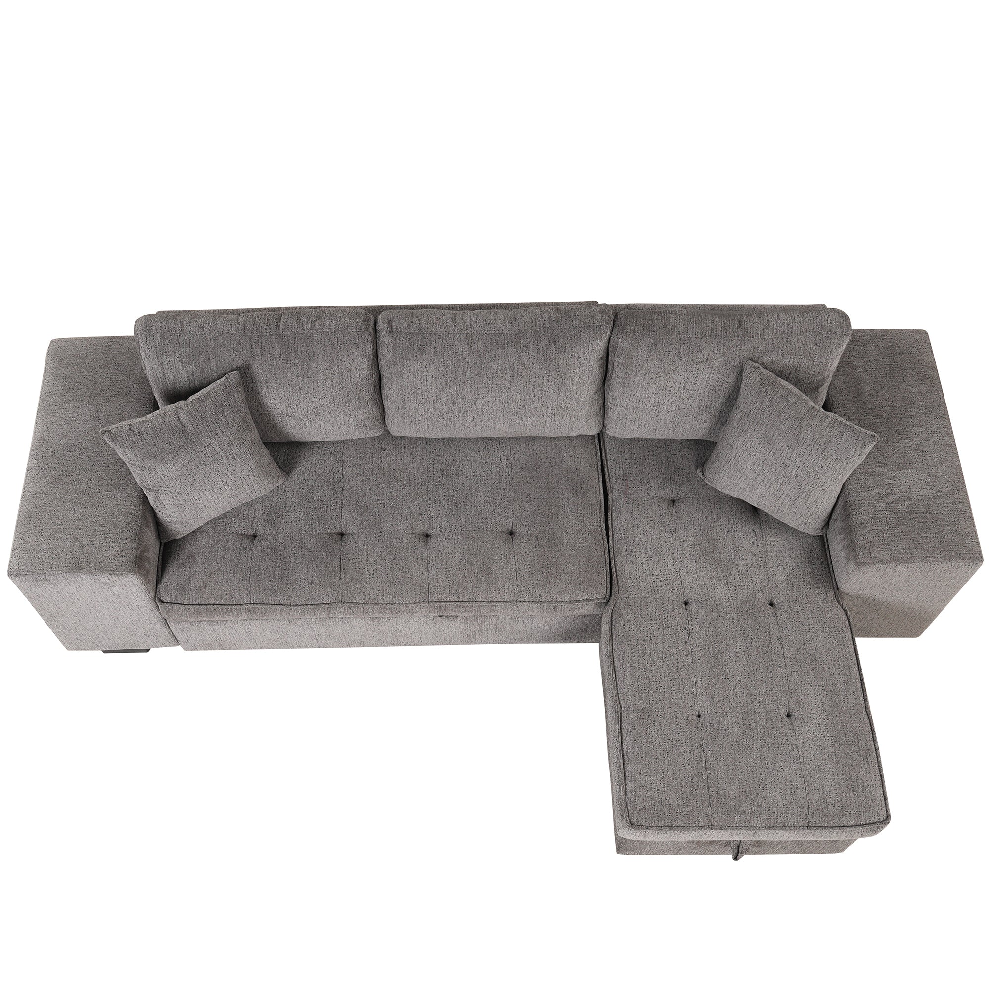 Orisfur. 104" L-Shape 3 Seat Reversible Sectional Couch, Pull Out Sleeper Sofa with Storage Chaise and 2 Stools for Living Room Furniture Set - Atlantic Fine Furniture Inc